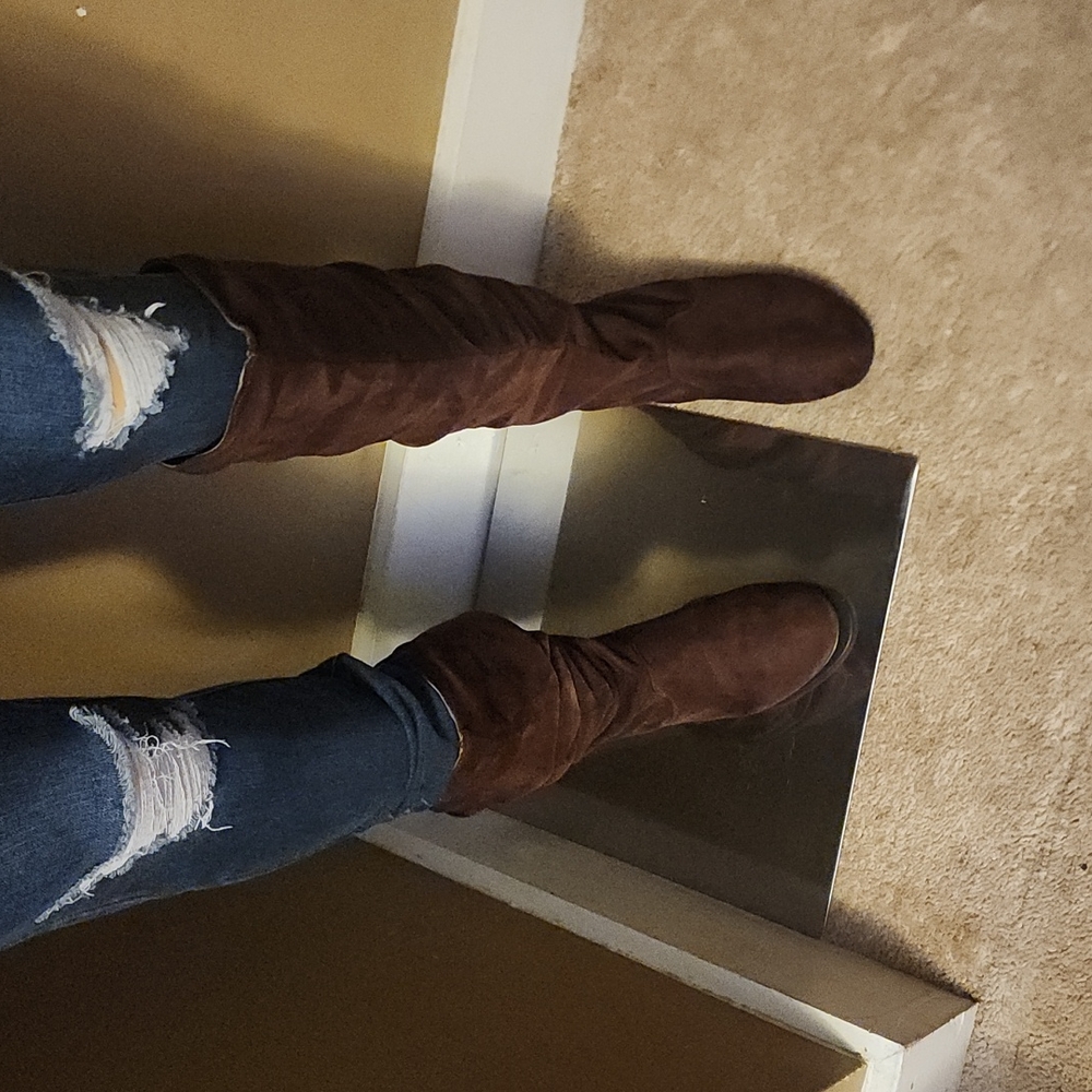 Brown boots, size 6, knee high, slouchy, flats - Picture 5 of 5
